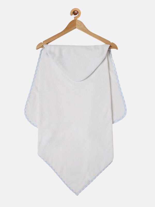 White and Blue Hooded Bath Towel image number 0